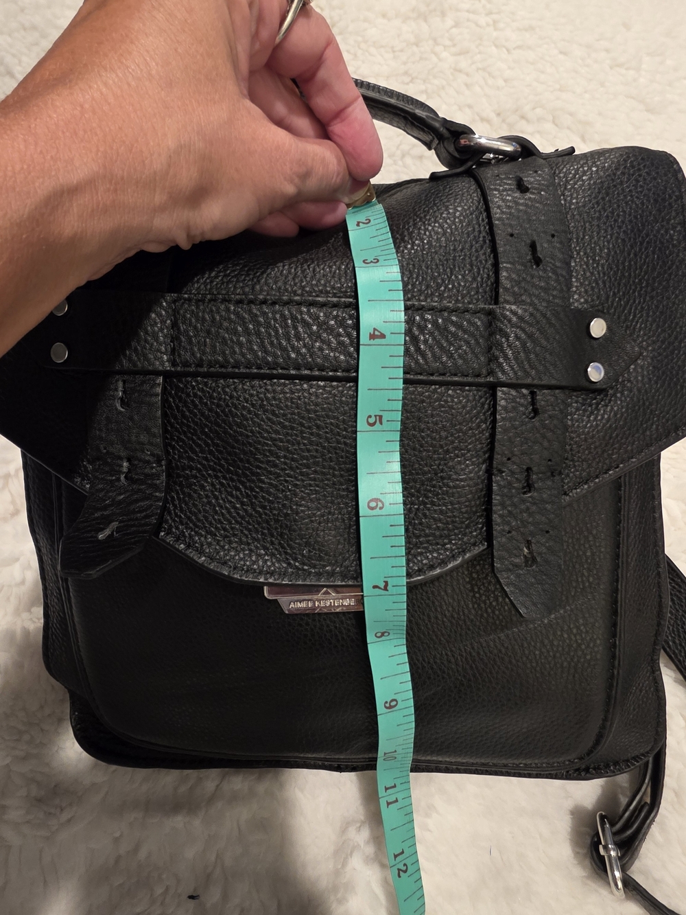 Aimee Kestenberg Black 100% Leather Backpack Pebbled Leather - Picture 5 of 13